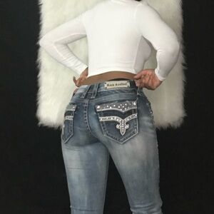 Rock Revival Blue Skinny Jeans with Distinctive Stitching